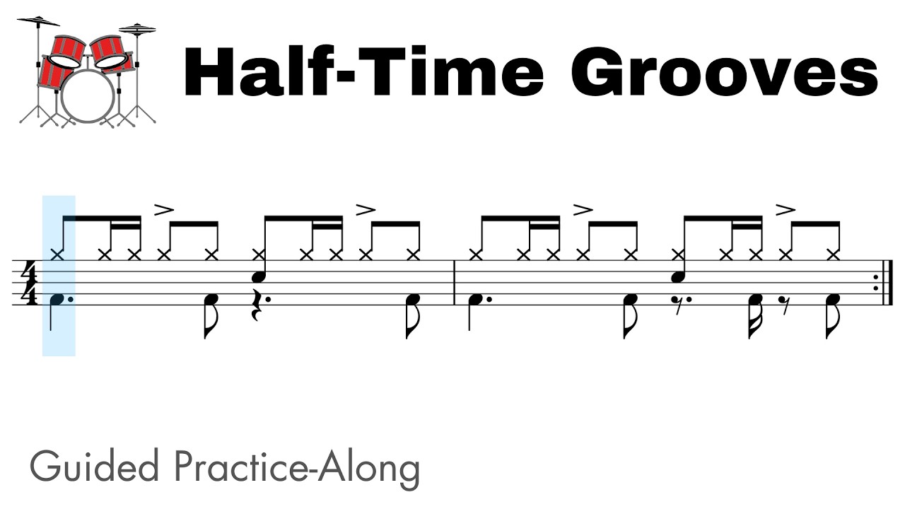 4 Half-Time Grooves for Serious Drummers 🥁🔥 Guided Practice-Along (Intermediate/Advanced)