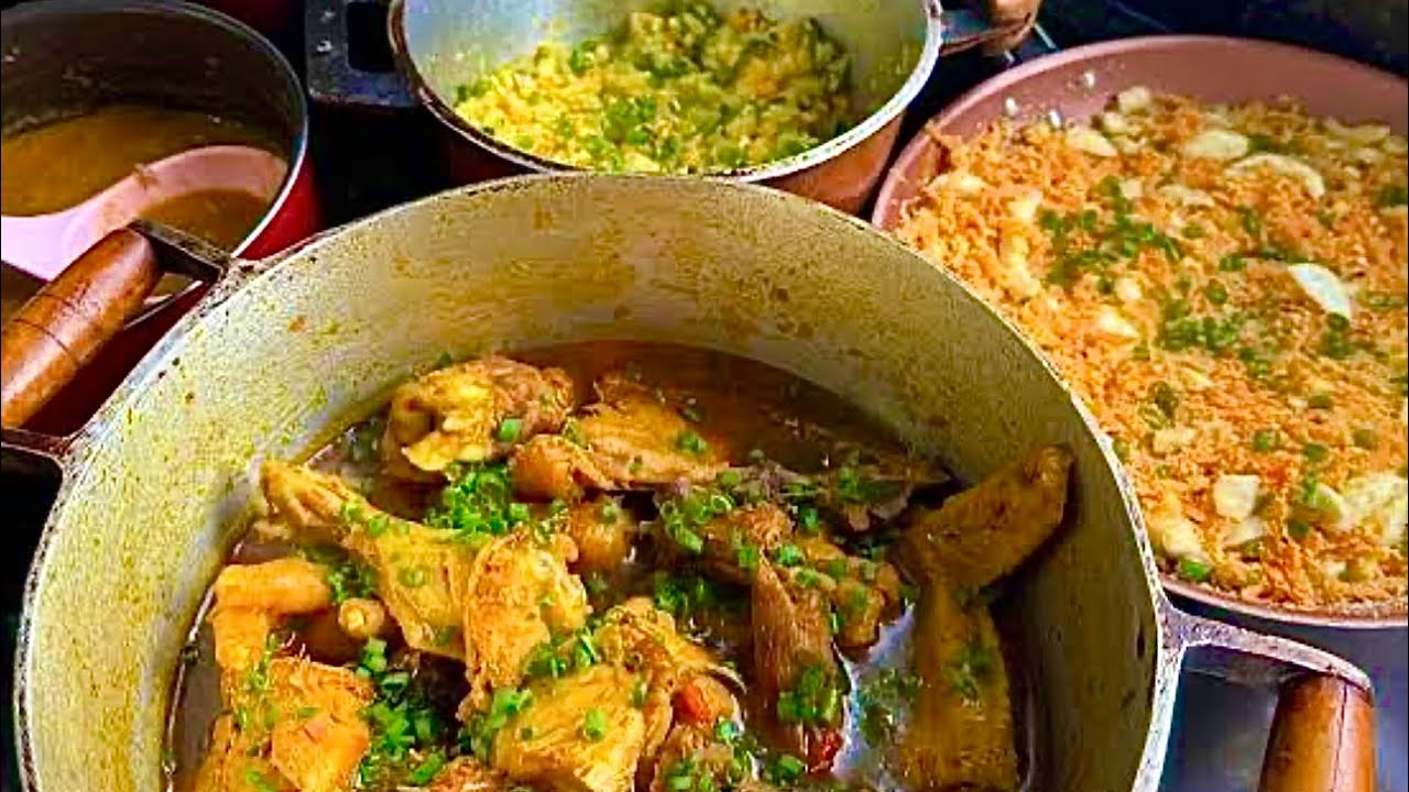 O MELHOR FRANGO CAIPIRA  COM QUIABO E ANGU DE BANANA VERDE 