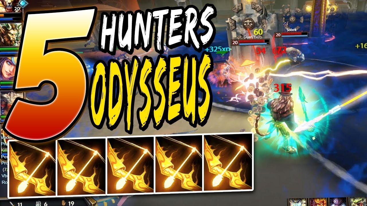 Smite: 5 Hunters with Odysseus Bow on Arena