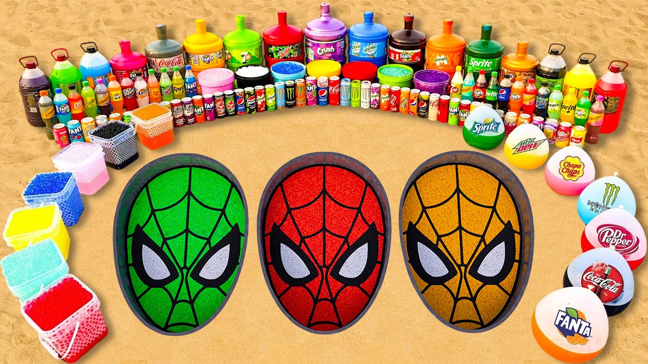 How to make Spiderman Family with Spiderman, Green and Orange Spiderman, Fanta, Coca Cola vs Mentos