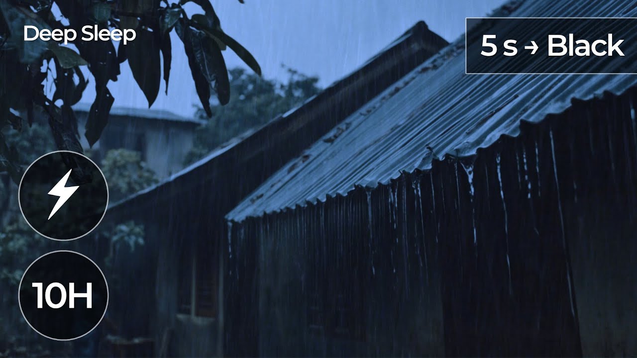 Torrential Rain & Thunder | 10 Hours | Metal Roof Ambience (Seamless Version) | Black Screen Sleep
