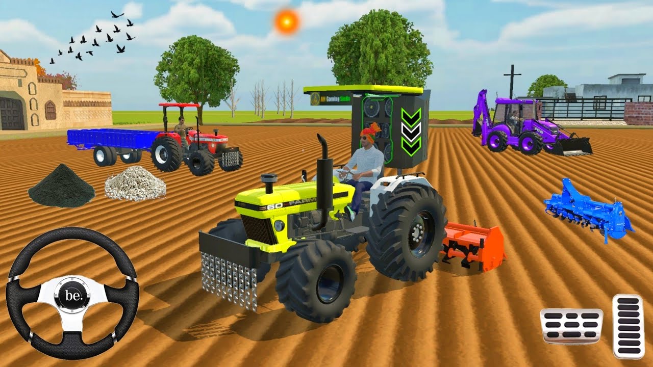 SONALIKA 🚜, FARMAN 🚜, TREKTOR JCB ,ROTAVETAR FROM FARMING 🌾🌿 3D GAME PLAY #viralvideo #trending 