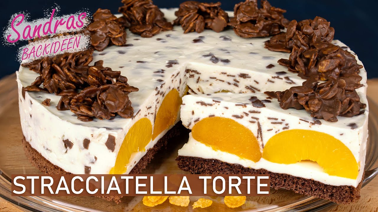 Stracciatella Torte mit Pfirsichen backen | Stracciatella Cake