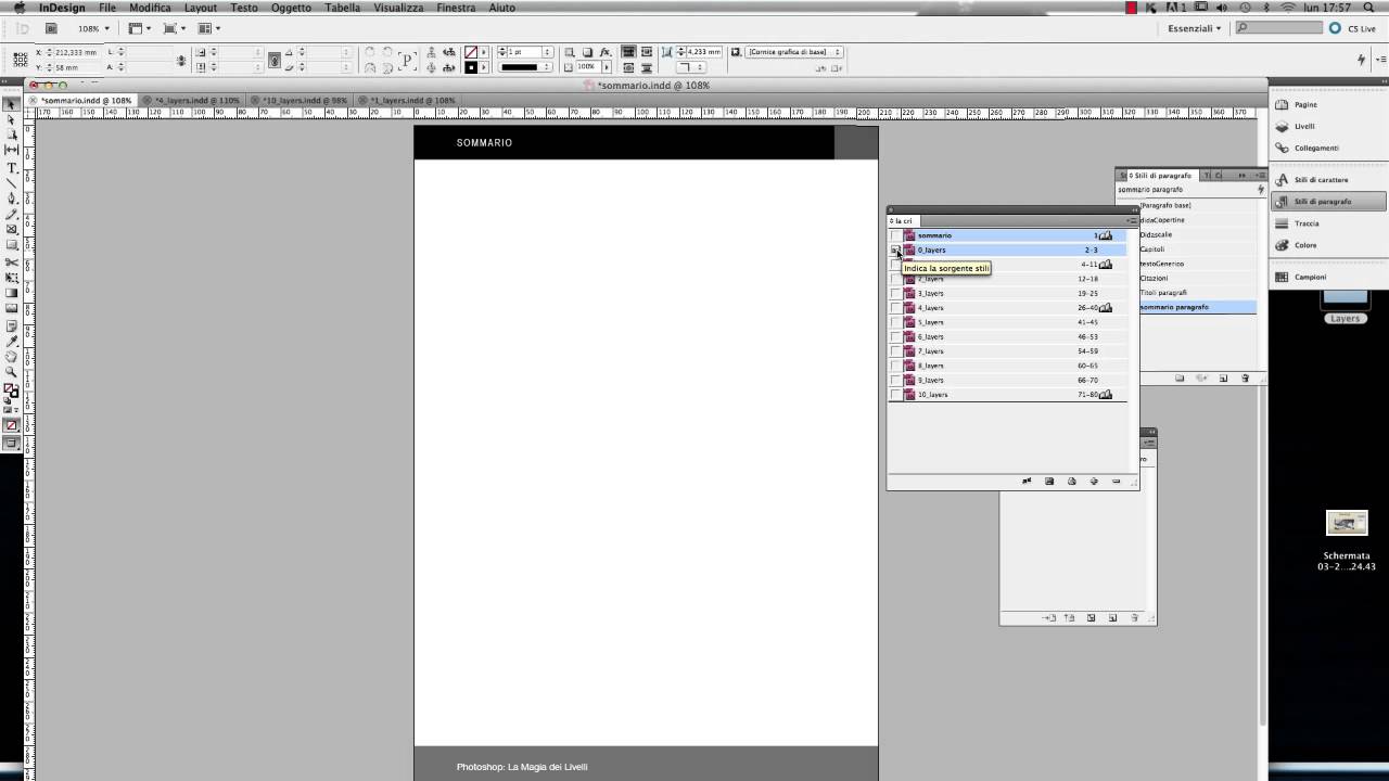 InDesign - Creare un sommario