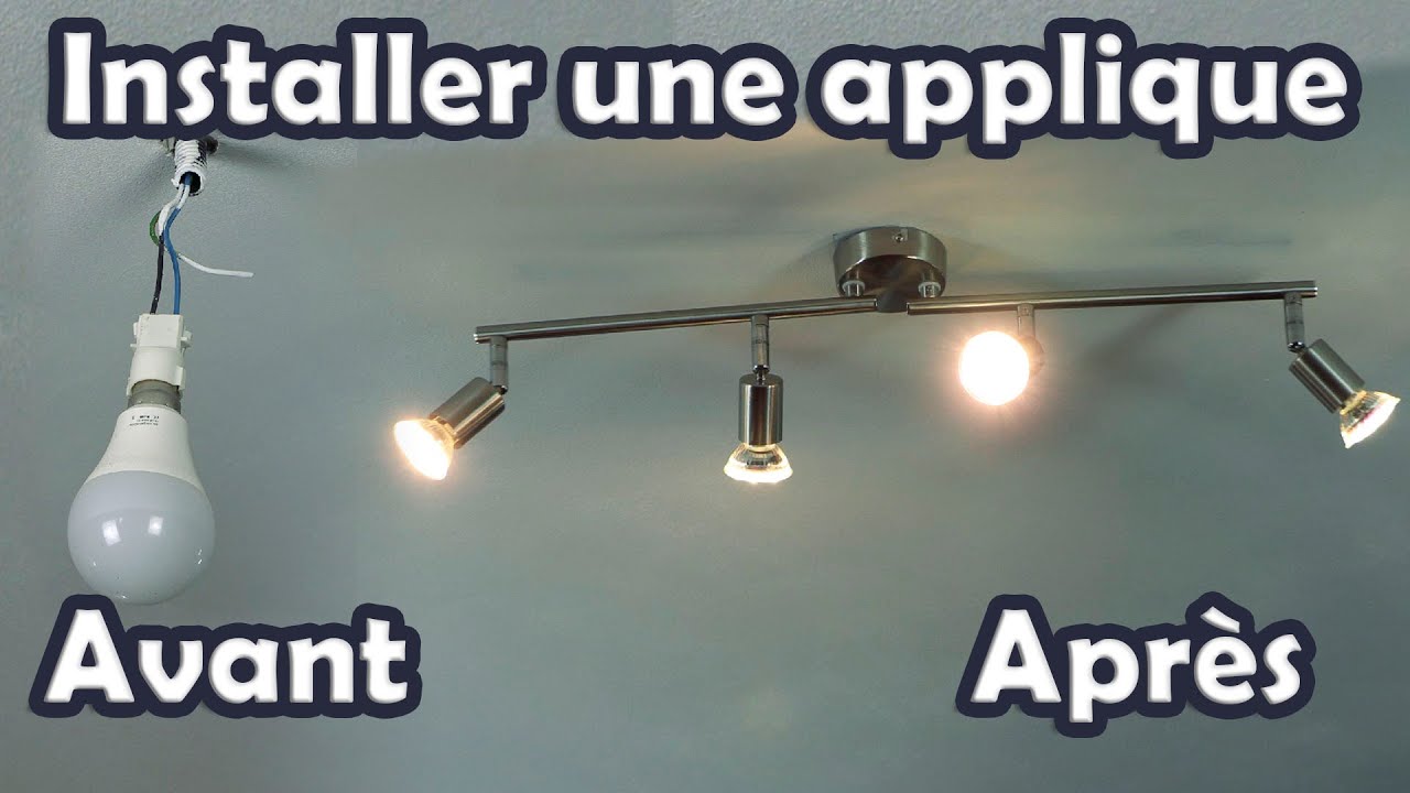 Installer une applique au plafond - Changer, remplacer lumières LED plafonnier,  spots pivotants.
