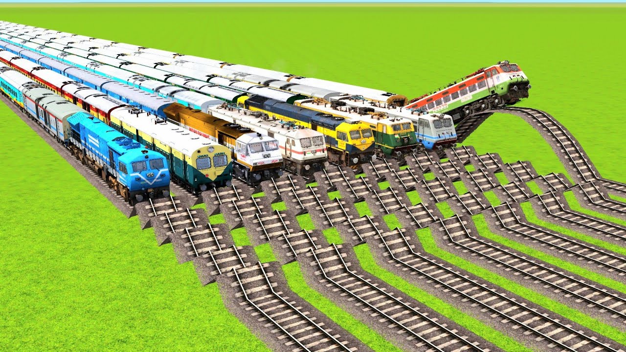EIGHT TRAINS RUNNING ON 7 RISKY RAILROAD & SINGLE HIGH BREAKER RAIL ROAD|Train Simulator|Railworks|
