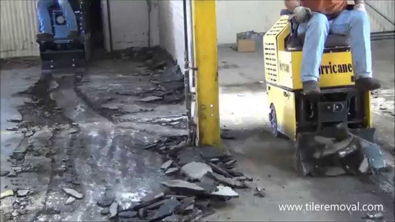 Asphalt removal by a Hurricane and Twister floor scraper