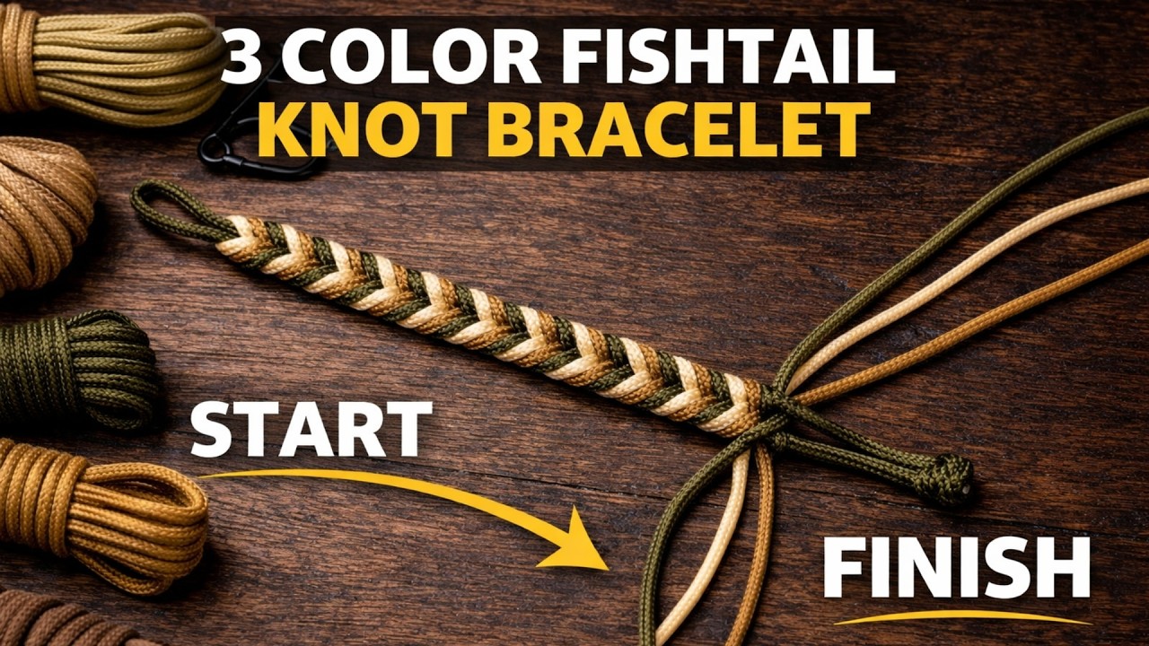 3-Color Fishtail Knot Tutorial | Start & Finish | Tactical Paracord Bracelet