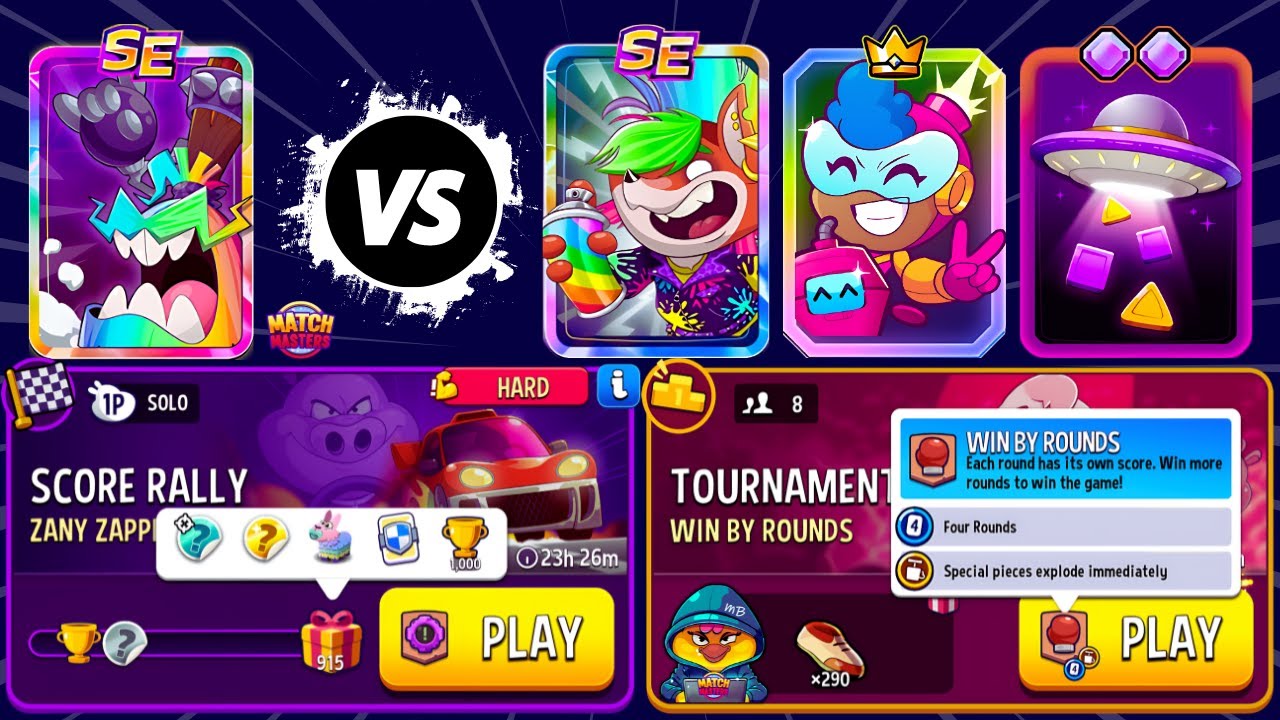 HARD Solo Zany Zappers Score Rally 915p/ TOURNAMENT! Win By Rounds + Blow'Em Up + 4 Rounds