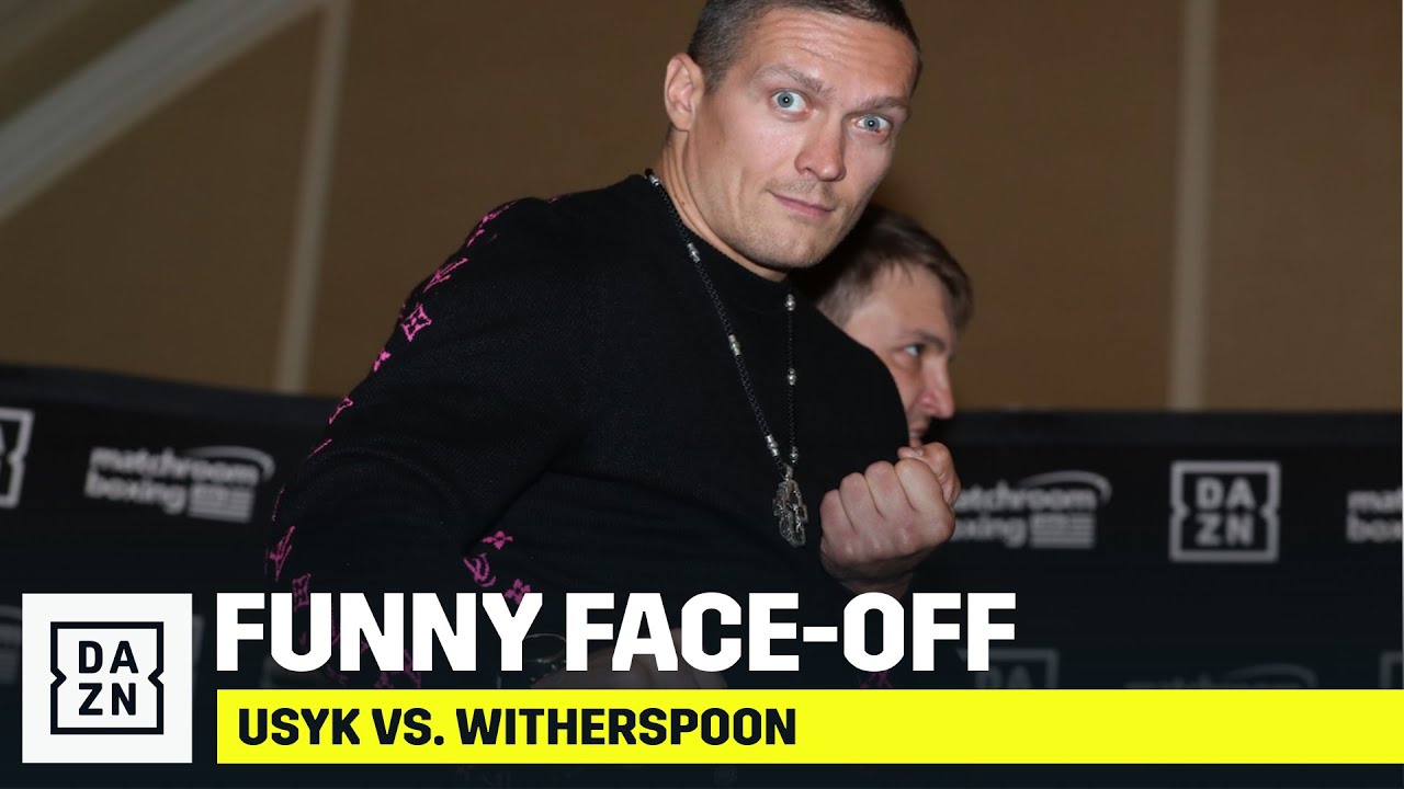 Oleksandr Usyk Hits 'The Woah' During Face-Off With Chazz Witherspoon