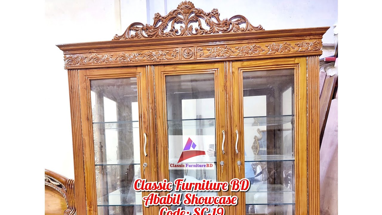 নতুন আধুনিক স্মার্ট ডিজাইনের সেগুন কাঠের সোকেস | কোডঃ SC-19 | রাজকীয় ফার্নিচার- Classic Furniture BD