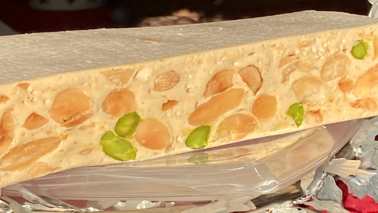 Torrone, white Nougat ASMR no stand mixer, no flour or baking - egg white recipe, melts in the mouth