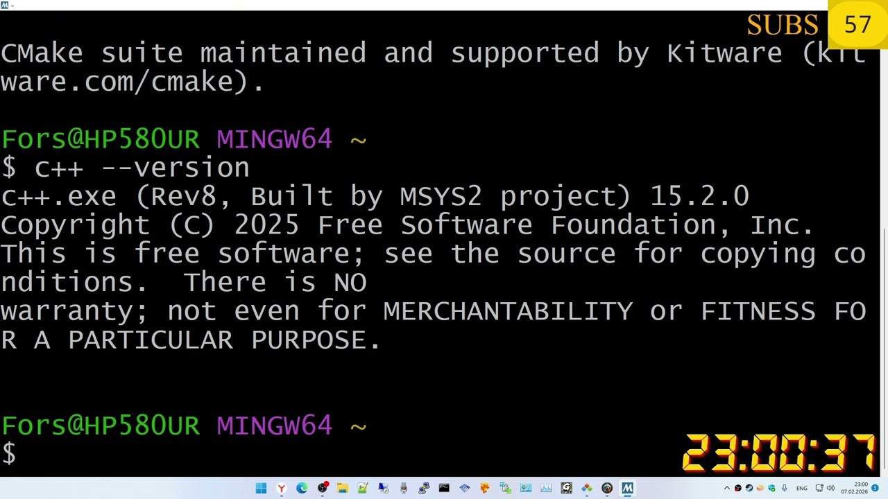 С++. Урок№4. Практика №1. Установка и настройка MSYS2 для Windows 11 X64.