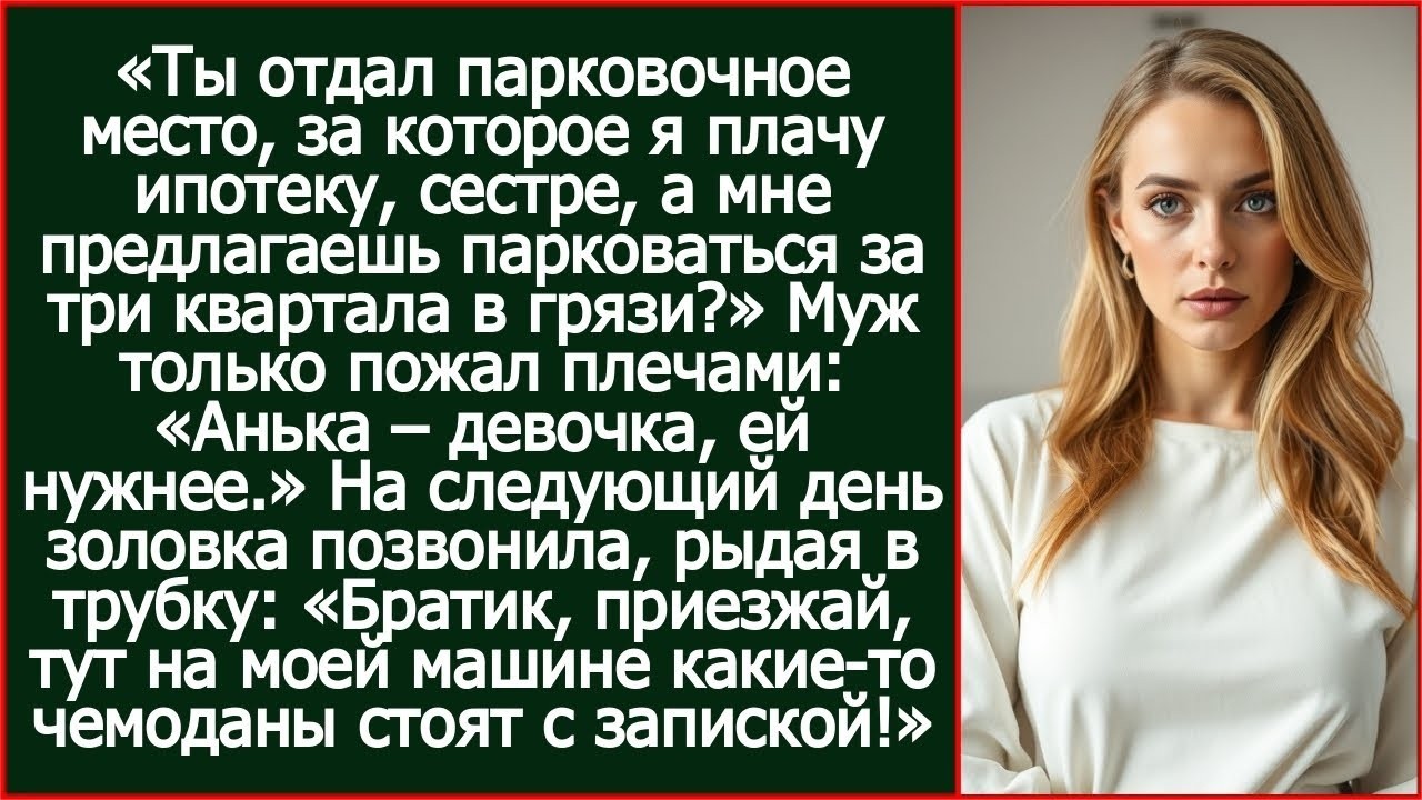 Ты отдал парковочное место сестре, а мне предлагаешь парковаться за три квартала в грязи_