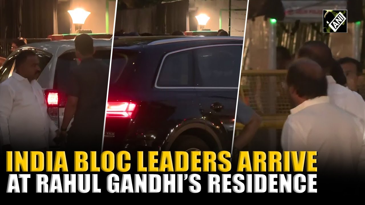 Kharge, Farooq Abdullah and other INDIA Bloc leaders arrive at Rahul Gandhi’s residence in Delhi