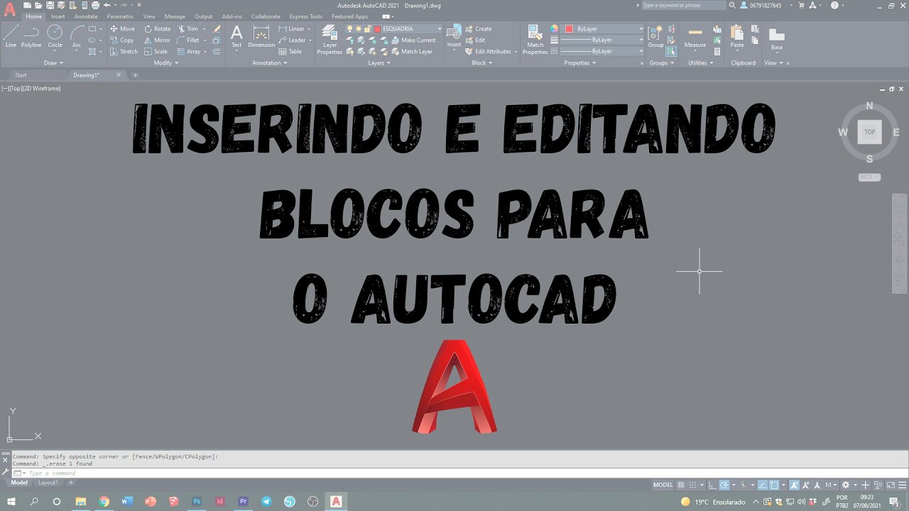 Inserindo e editando blocos no AutoCAD. O bloco veio na escala errada? Veja como ajustar.