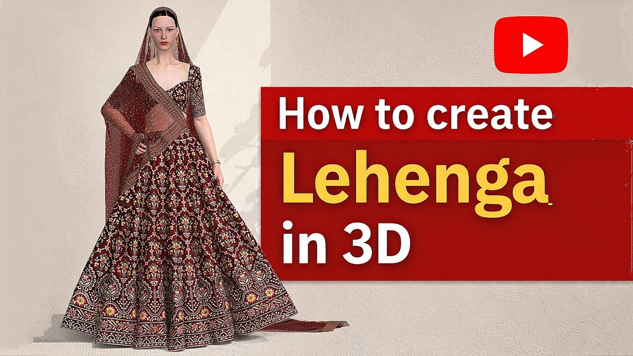 How to create lehenga in 3D! Step by Step! easy tutorial!