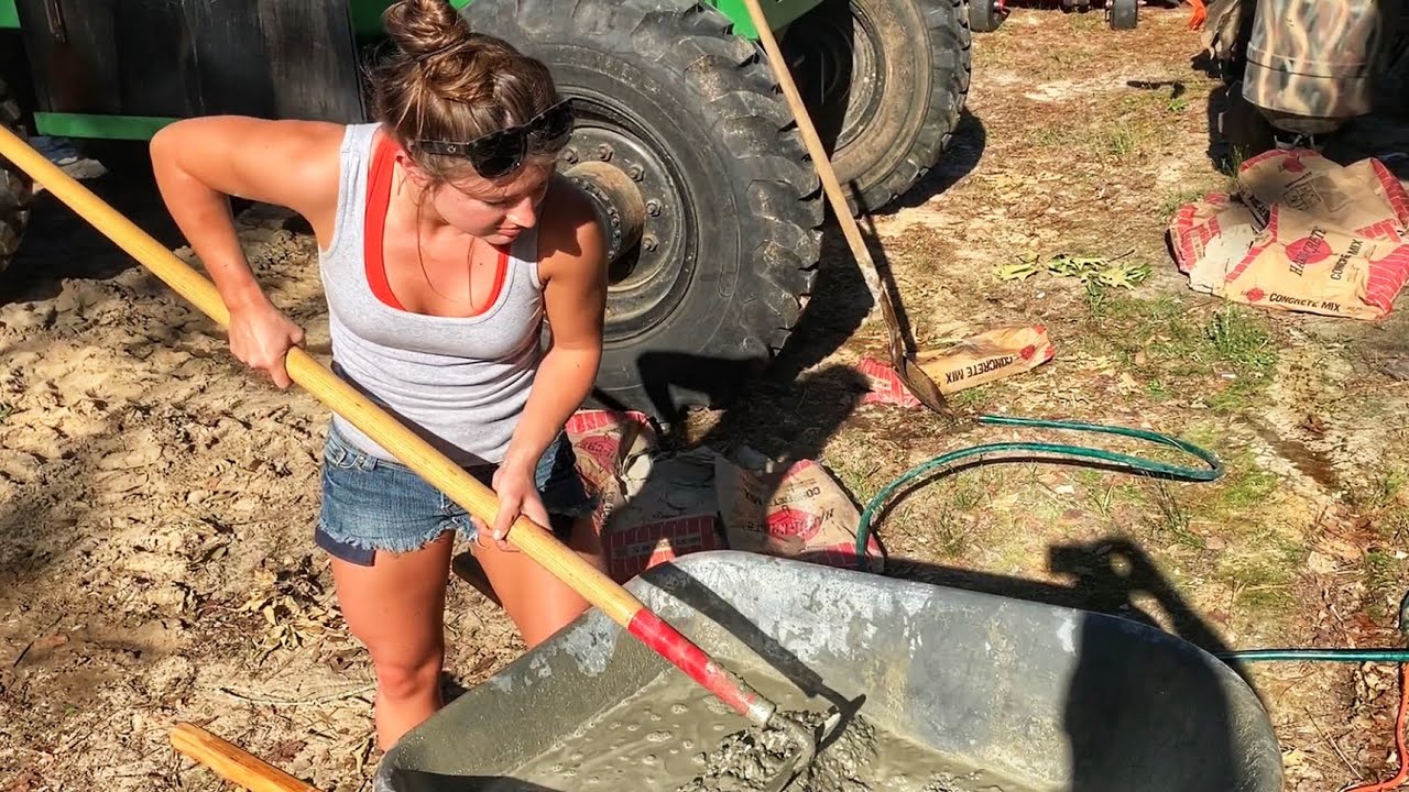 Learning How To Mix & Pour Concrete in a Wheelbarrow! I’m TERRIBLE at it!