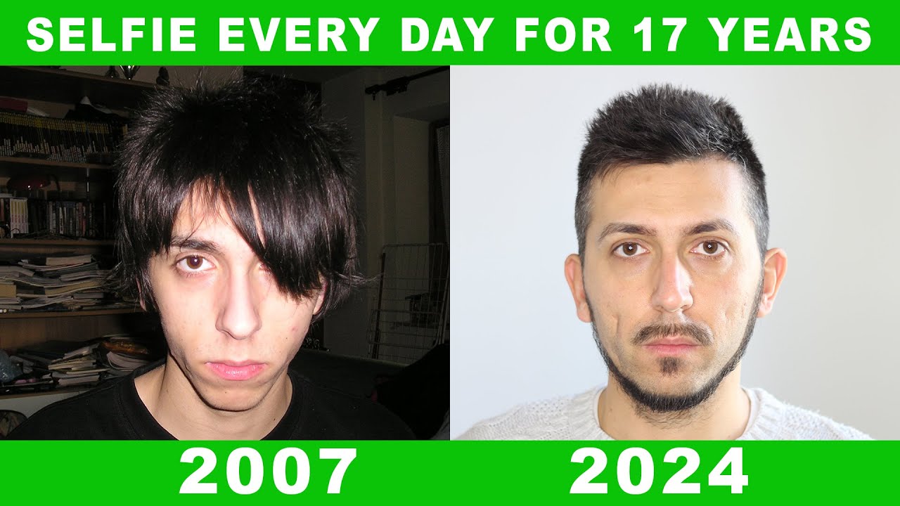 Selfie every day for 17 years (2007 - 2024) 19 to 36 years old