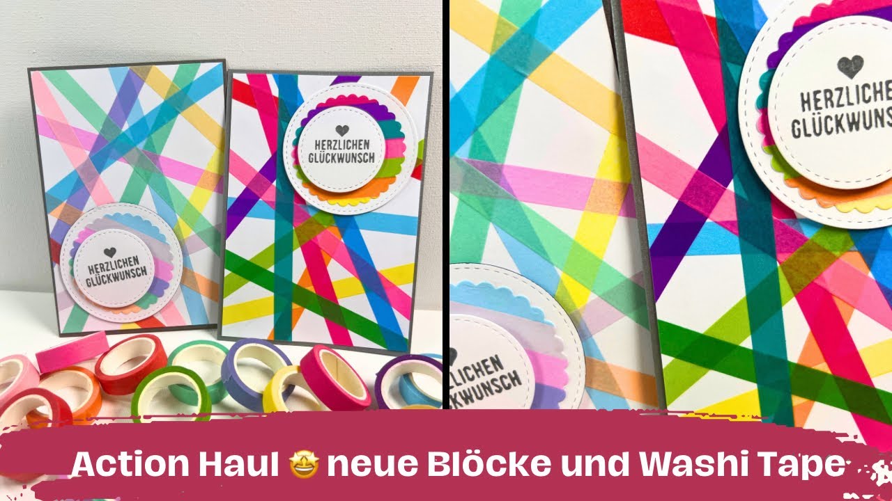 Action Haul 🤩 - neue Blöcke und Washi Tape😍 + Karten mot Washi Tape 🥰