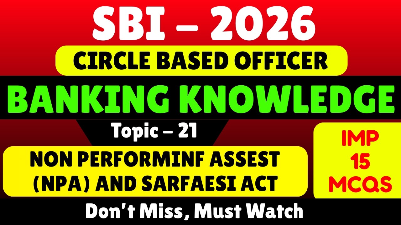 NPA and Sarfaesi Act MCQS | SBI CBO 2026 Banking Awareness pdf Notes | SBI CBO 2026 PDF Notes