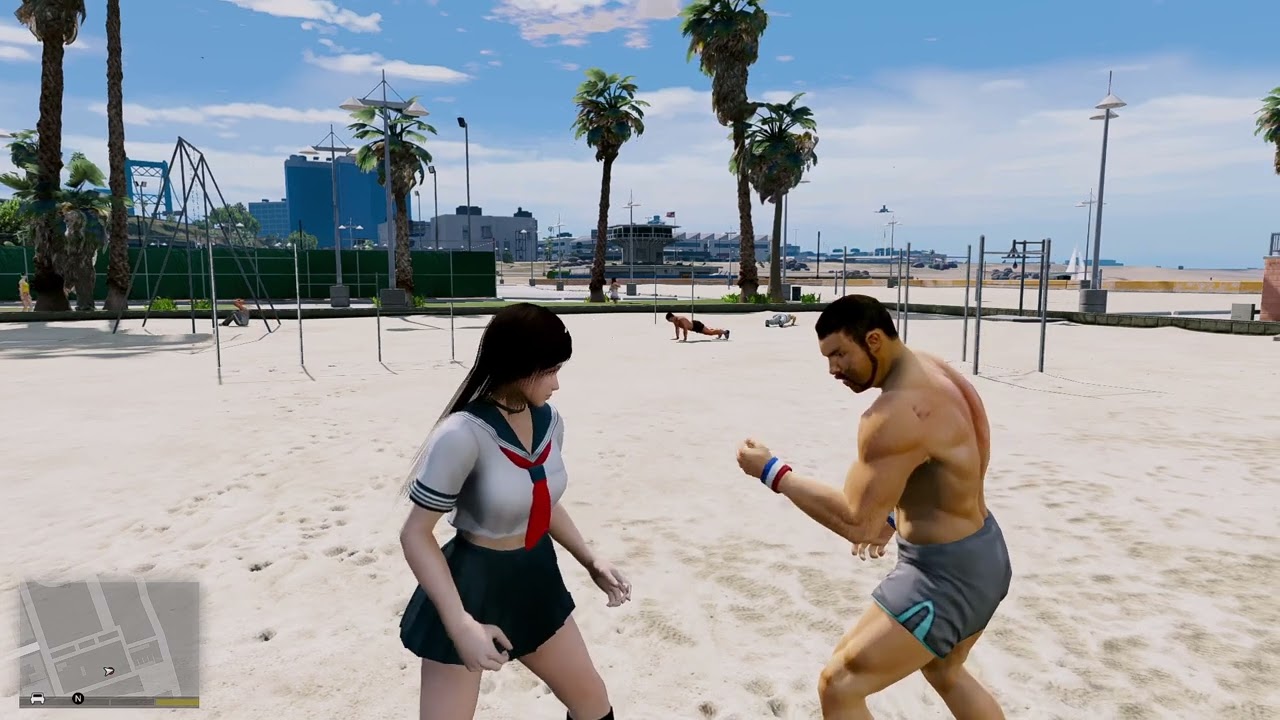 Kokoro School Girl vs Gym Man | GTA 5 Street Fight