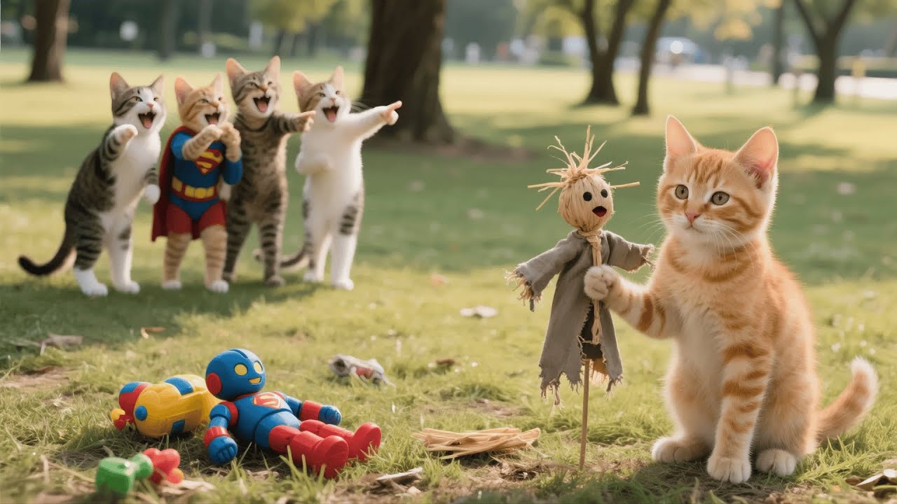 Poor Ginger Kitten Has No Toy Figures, So Mama Cat Makes One by Hand Just for Her 🧸🐾