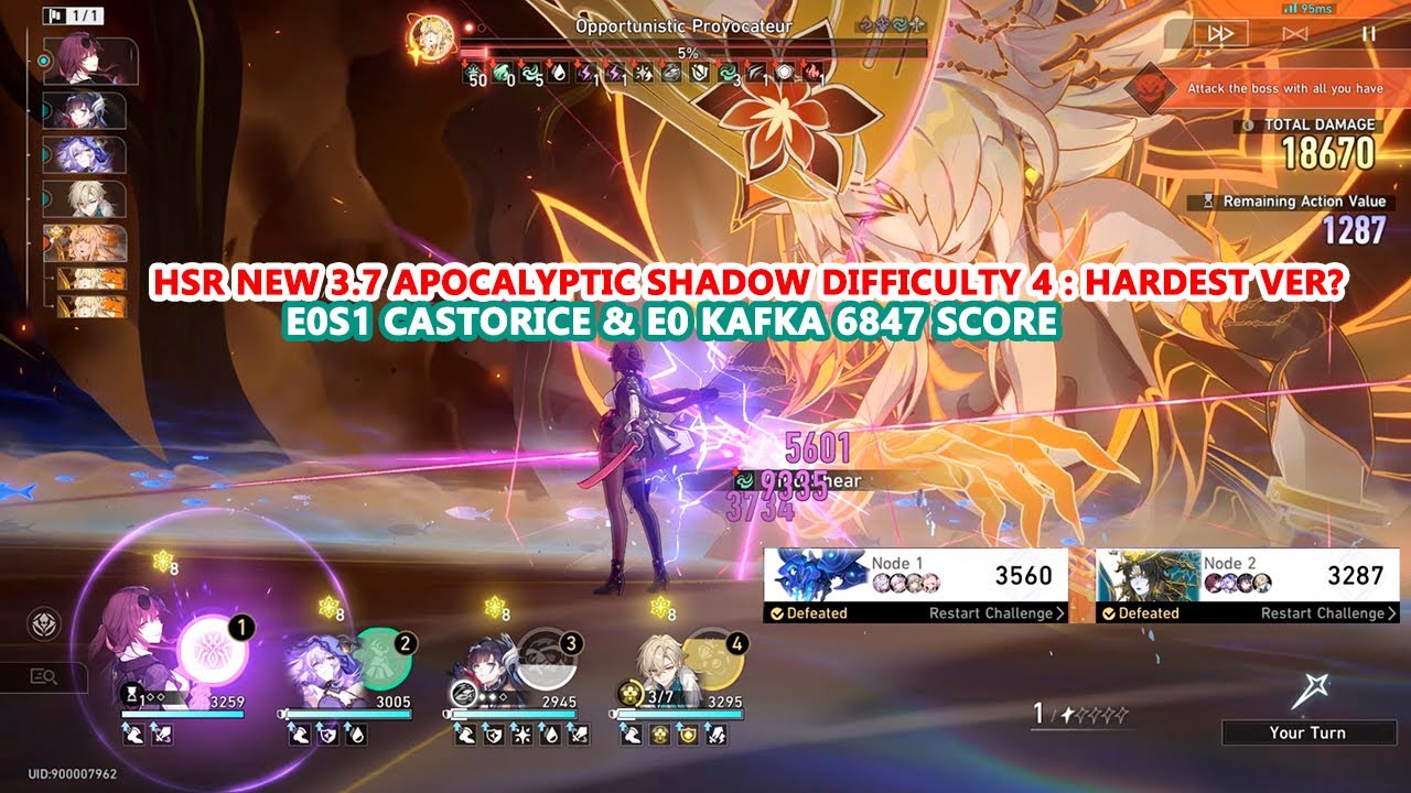 HSR New 3.7 Apocalyptic Shadow Difficulty 4 : E0S1 Castorice & E0 Kafka 6847 Score | Hardest Ver?