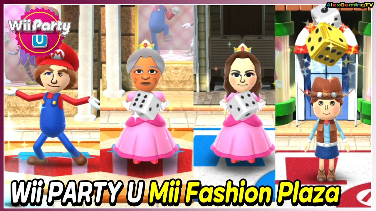Wii Party U - Mii Fashion Plaza 🎵  Emily vs Dylan vs Maria vs Xiuping | AlexGamingTV