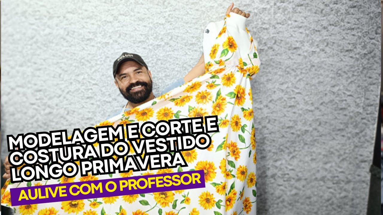 MODELAGEM E CORTE DO VESTIDO LONGO PRIMAVERA TAMANHO( G) #moldesderoupas #livedehoje