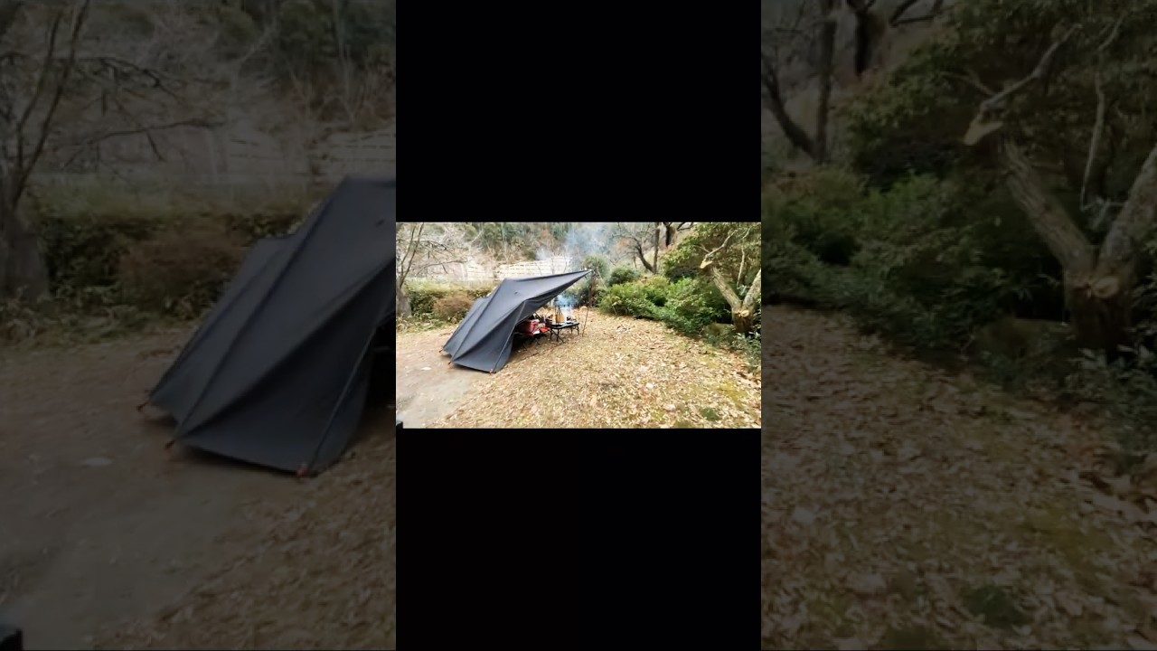 8tailテイル２又ポールゴッドタープで超手軽時短設営適当無骨張り#キャンプ #アウトドア #無骨#焚火#パップテント#ランクル