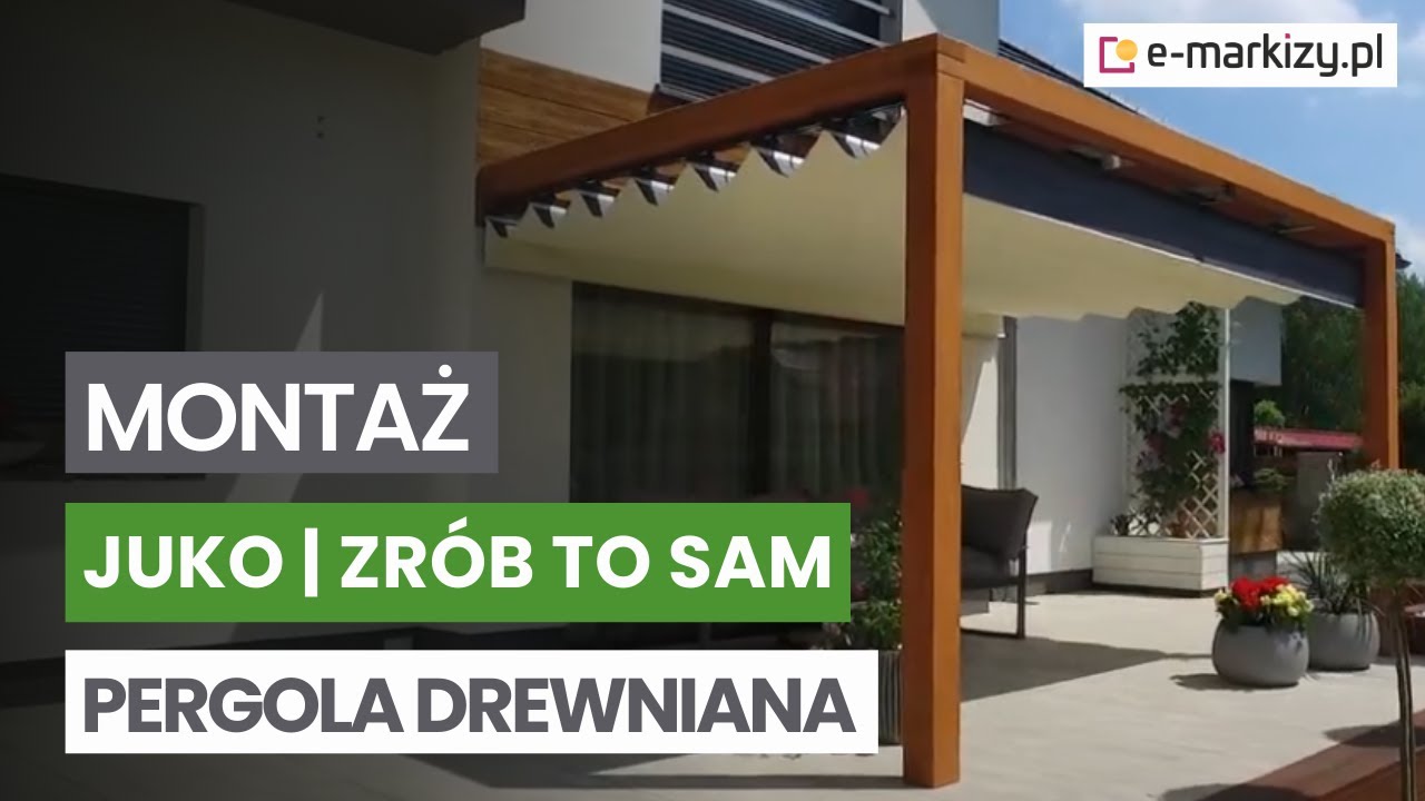Pergola Drewniana JUKO montaż + Dach podwieszany | e-markizy.pl