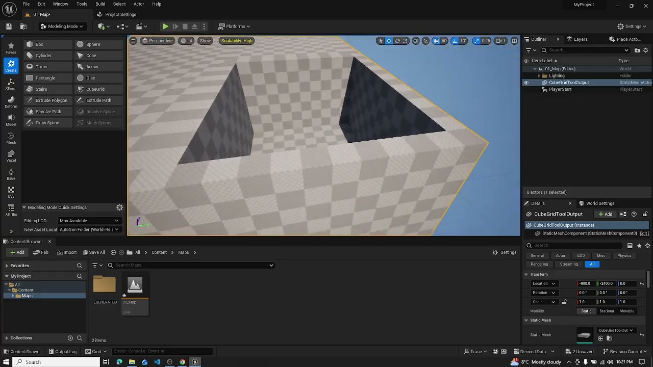 UE5 Modeling Mode: Building my First Level Layout