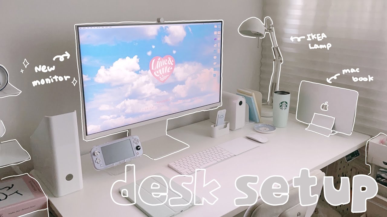 (sub) Desk Setup (with samsung m8) ☺︎ 더 좋아진 2023 삼성 스마트 모니터 M8 언박싱 & 리뷰  (작년 M8과 비교) / 화이트 데스크테리어