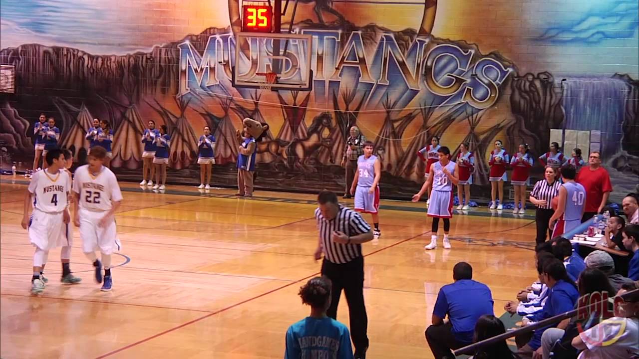 1-23-16 / Little Wound-Mustangs vs Cheyenne Eagle-Butte - Braves. Boys High School Basketball Game.