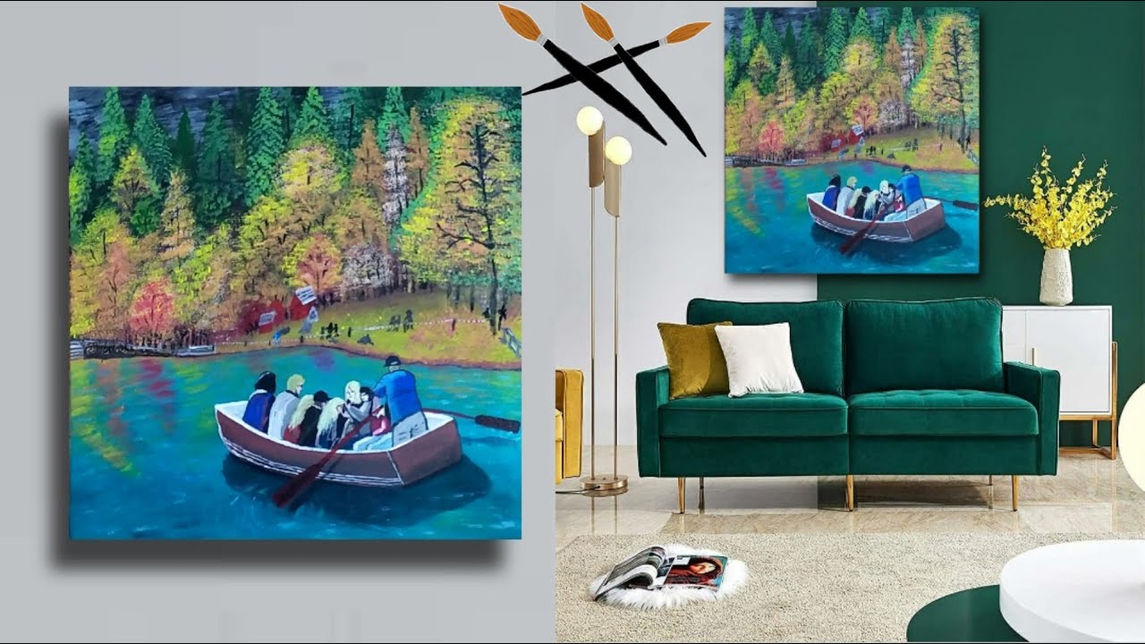 Blausee in Switzerland 🇨🇭 A Romantic Forest Lake in the Kander Valley/Acrylic painting #68