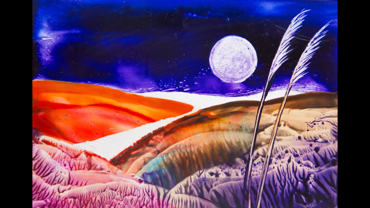 Encausticmalerei Landschaft mit Wedeln