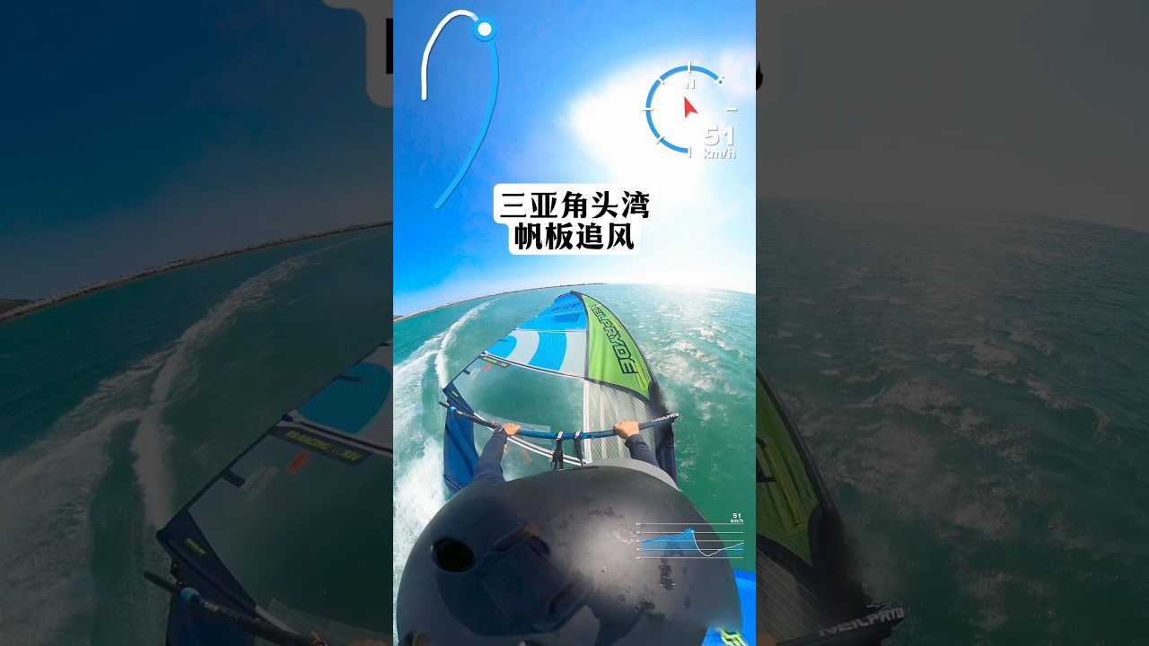海南西线三亚崖州角头湾下水点帆板冲浪Windsurfing in SanYa of HaiNan Island