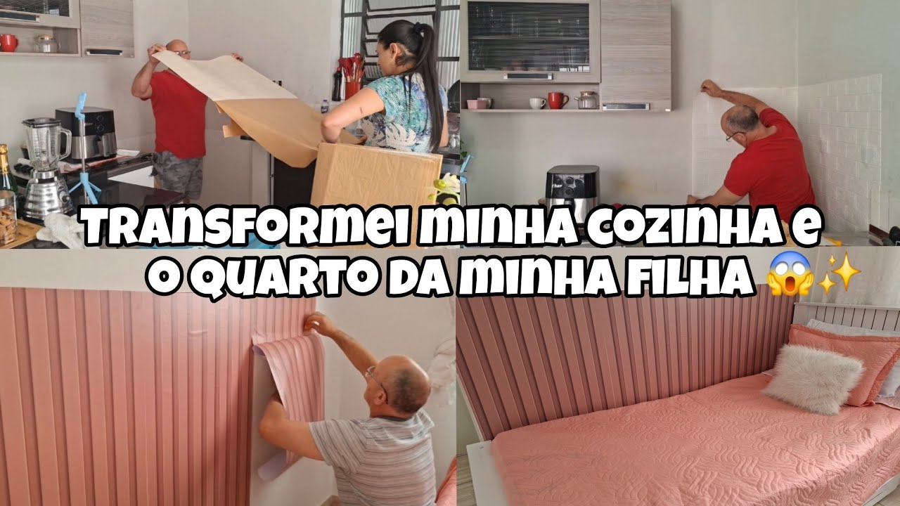 TRASFOMEI MINHA COZINHA E O QUARTO DA MINHA FILHA 😱✨️ COM PAPAEL PAREDE ! DA SHOPEE GASTANDO POUCO