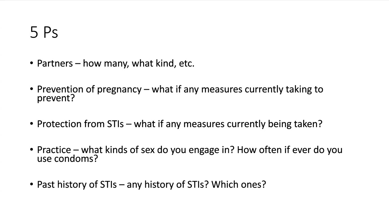 Sexual Health History and Assessment