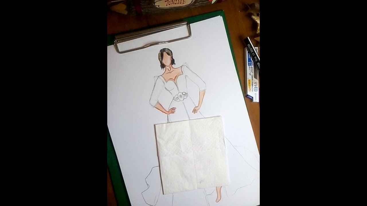 رسم قفطان جزائري تقليدي مع مروة 💖🇩🇿