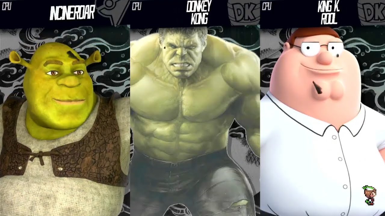 Shrek vs Hulk vs Peter - Requested Smash Bros Battle