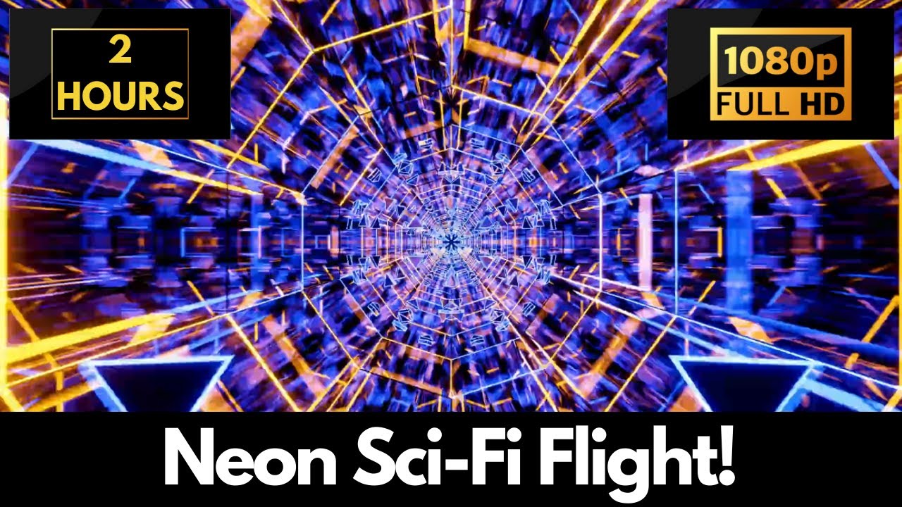 Flight Through a Sci-Fi Neon Tunnel Screensaver | 2 HOURS of Calming Background Video & Wallpaper