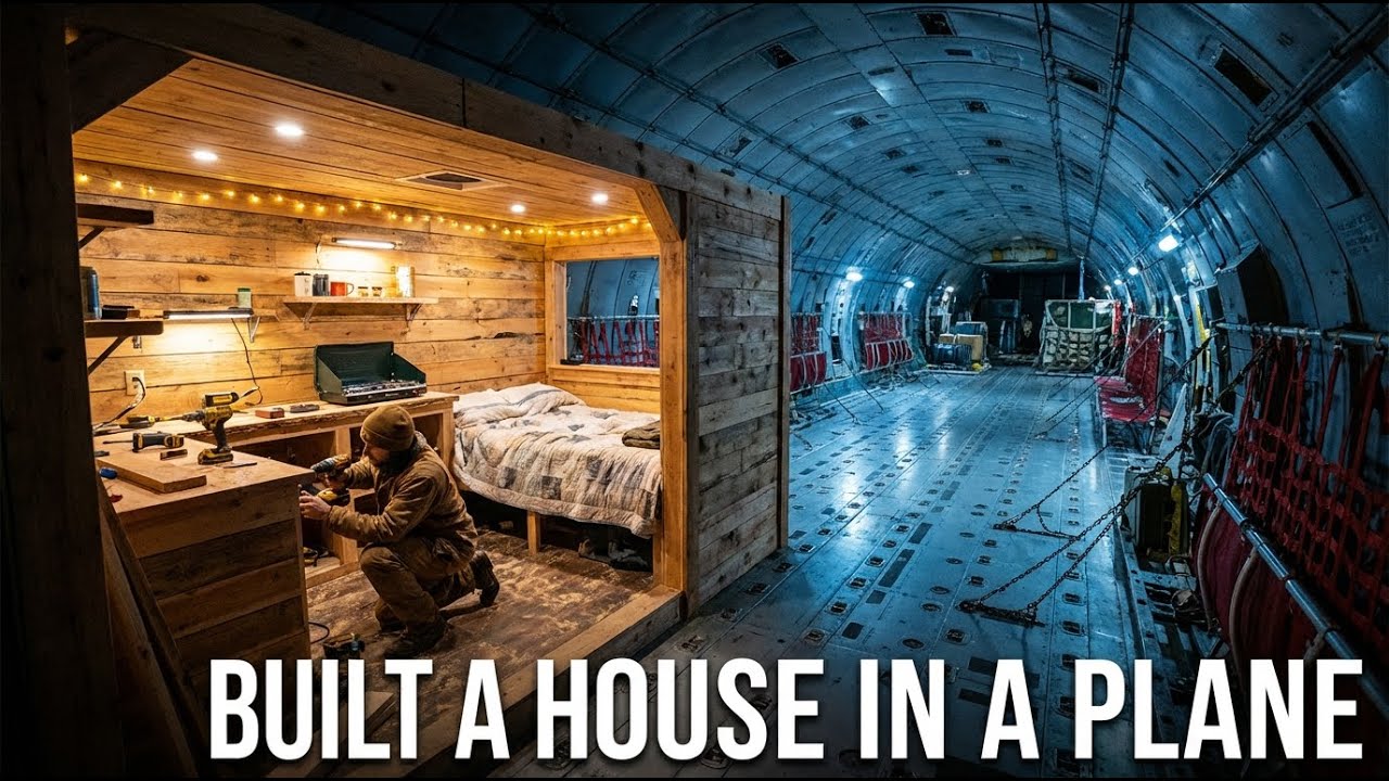 Building a Secret House Inside a C-5M Super Galaxy  | Full Solo ASMR Build#asmr #restoration