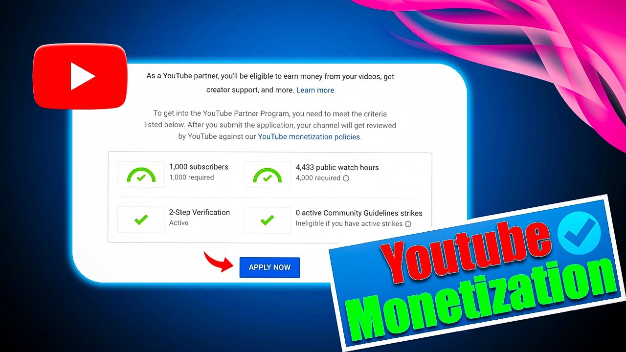 YouTube চ্যানেল মনিটাইজেশন আবেদন করুন সঠিক নিয়মে | YouTube Monetization Apply & AdSense Full Guide