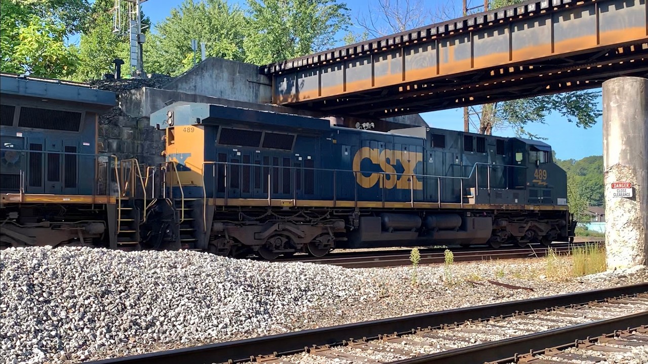 Hi Rail Truck Races A Train On A Bridge, Train Meets On Bridge Then 200 Car Coal Train Under, Kenova