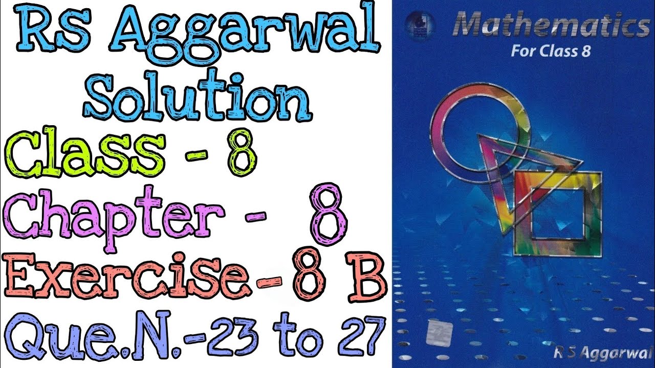 Linear Equation | Class 8 Exercise 8B Question 23 to 27 | Rs Aggarwal | Md Sir