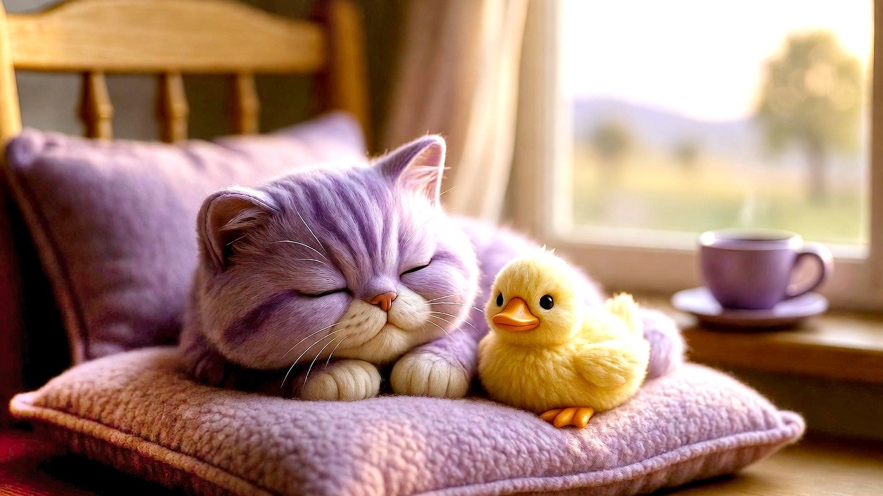 Tigra & Duck: A New Friend Joins the Nap (50 min Cozy Cat Nap) 🐈💛🦆 No Music, No Talking