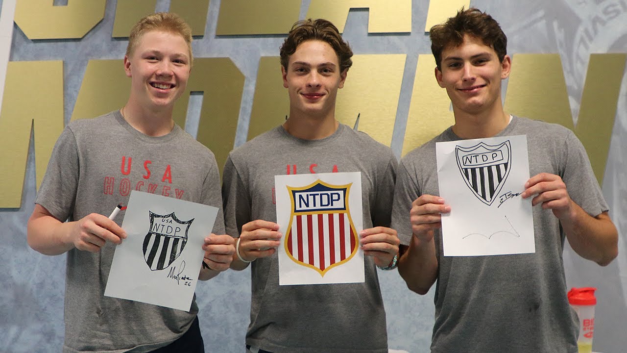 Teddy Stiga and Max Plante Draw USHL Logos with James Hagens
