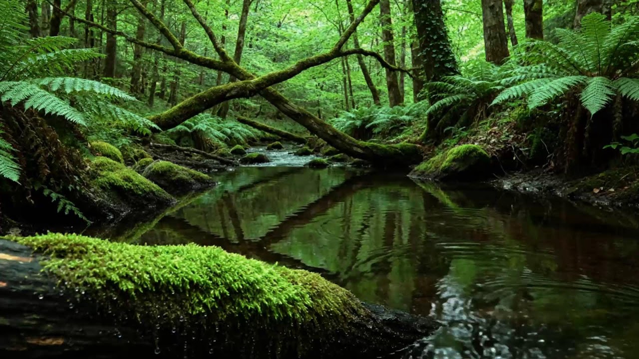 Calming Forest Ambience 🌿 River Flowing Birds Chirping in Hidden Forest Ambience for Rest, Medicine